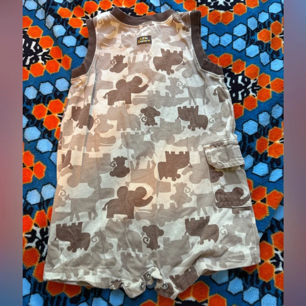 Carters Boys Zoo Animals Cotton shorts onesie